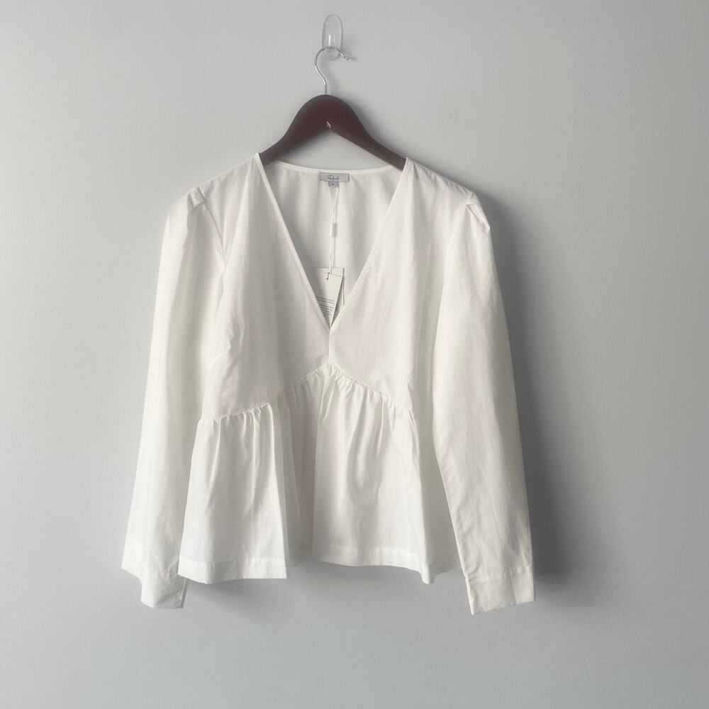NWT Rails‎ Noella Top White Poplin Cotton Blend Size Medium - Picture 4 of 9